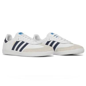 Navy/white Adidas Sambas (size 6 men’s/size 8 women’s)